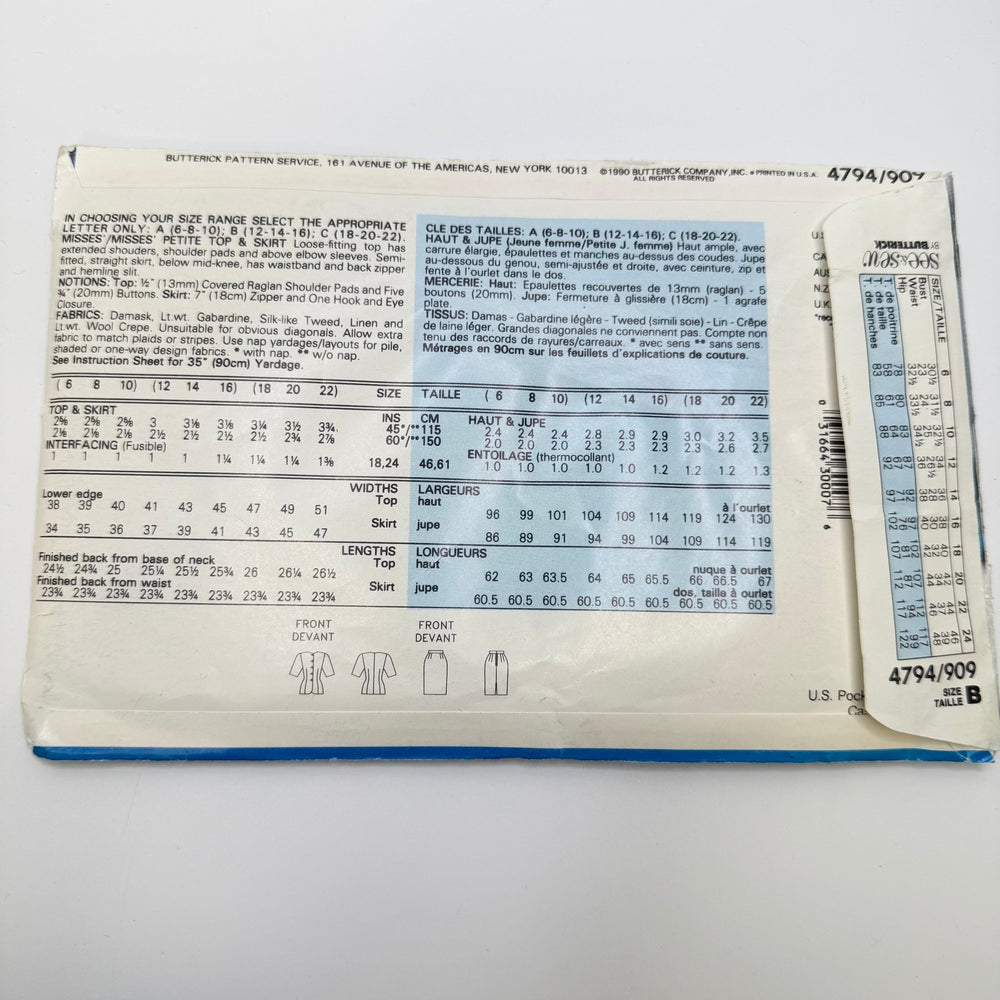 Sewing Pattern - Womenswear - See & Sew 4794/909 - True Deadstock supplies Fabric by private - Sustainable Textile | FABCYCLE