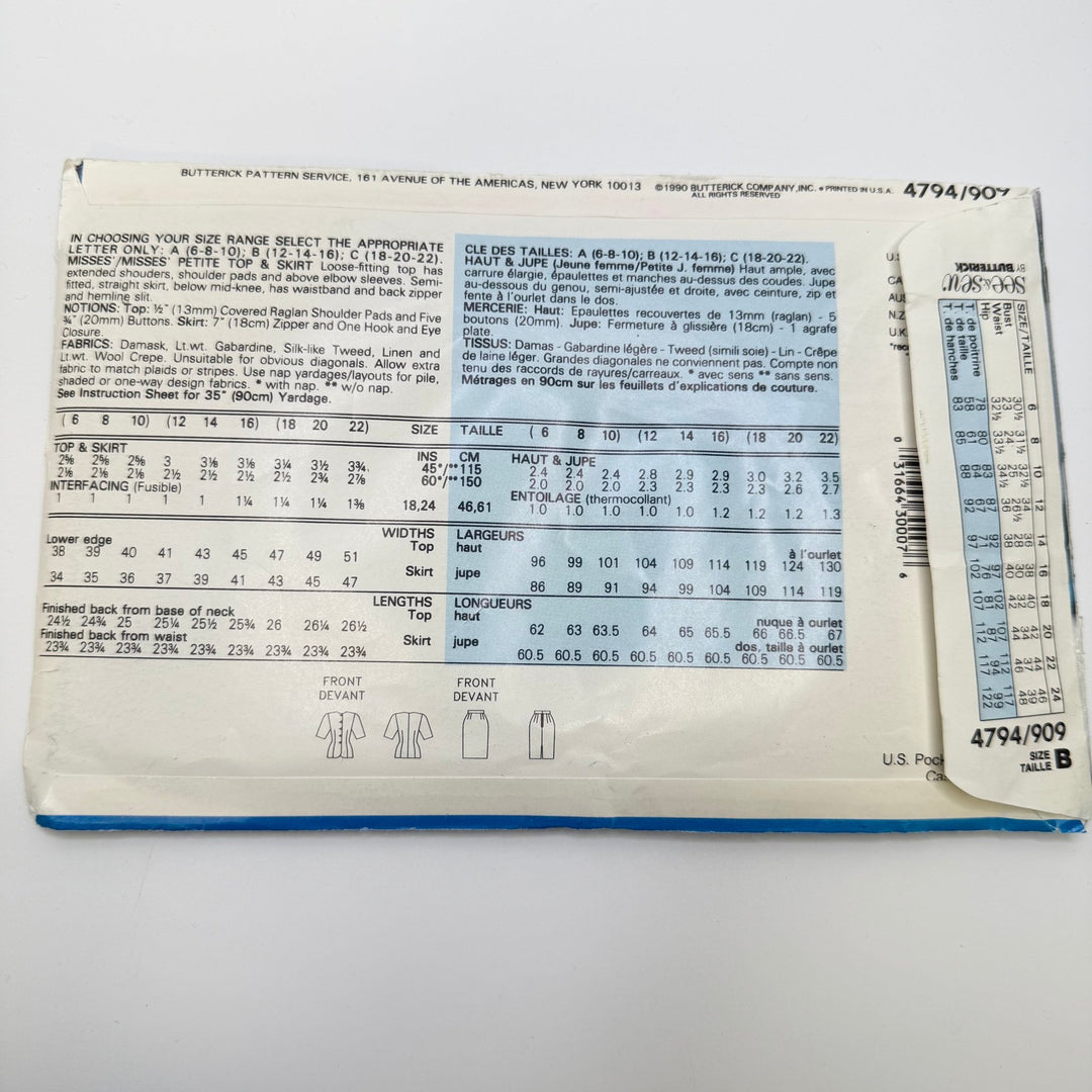 Sewing Pattern - Womenswear - See &amp; Sew 4794/909 - True Deadstock supplies Fabric by private - Sustainable Textile | FABCYCLE