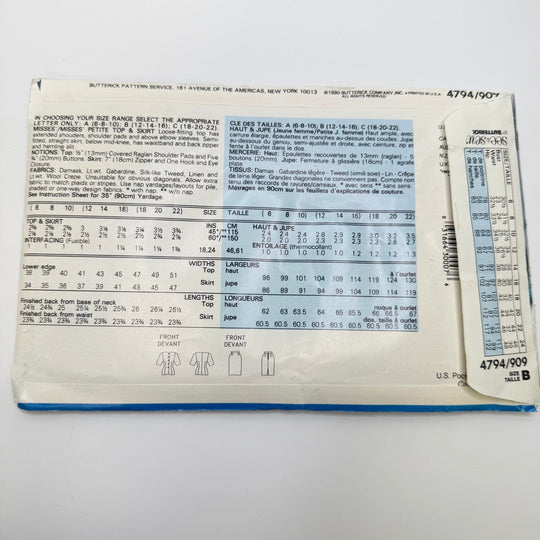 Sewing Pattern - Womenswear - See &amp; Sew 4794/909 - True Deadstock supplies Fabric by private - Sustainable Textile | FABCYCLE