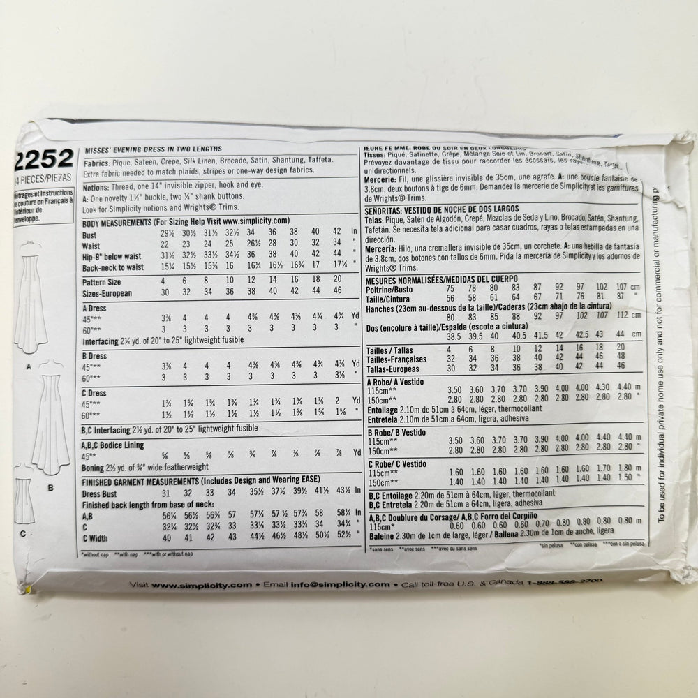 Sewing Pattern - Womenswear - Simplicity 2252 - True Deadstock supplies Fabric by private - Sustainable Textile | FABCYCLE