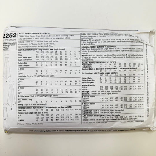 Sewing Pattern - Womenswear - Simplicity 2252 - True Deadstock supplies Fabric by private - Sustainable Textile | FABCYCLE
