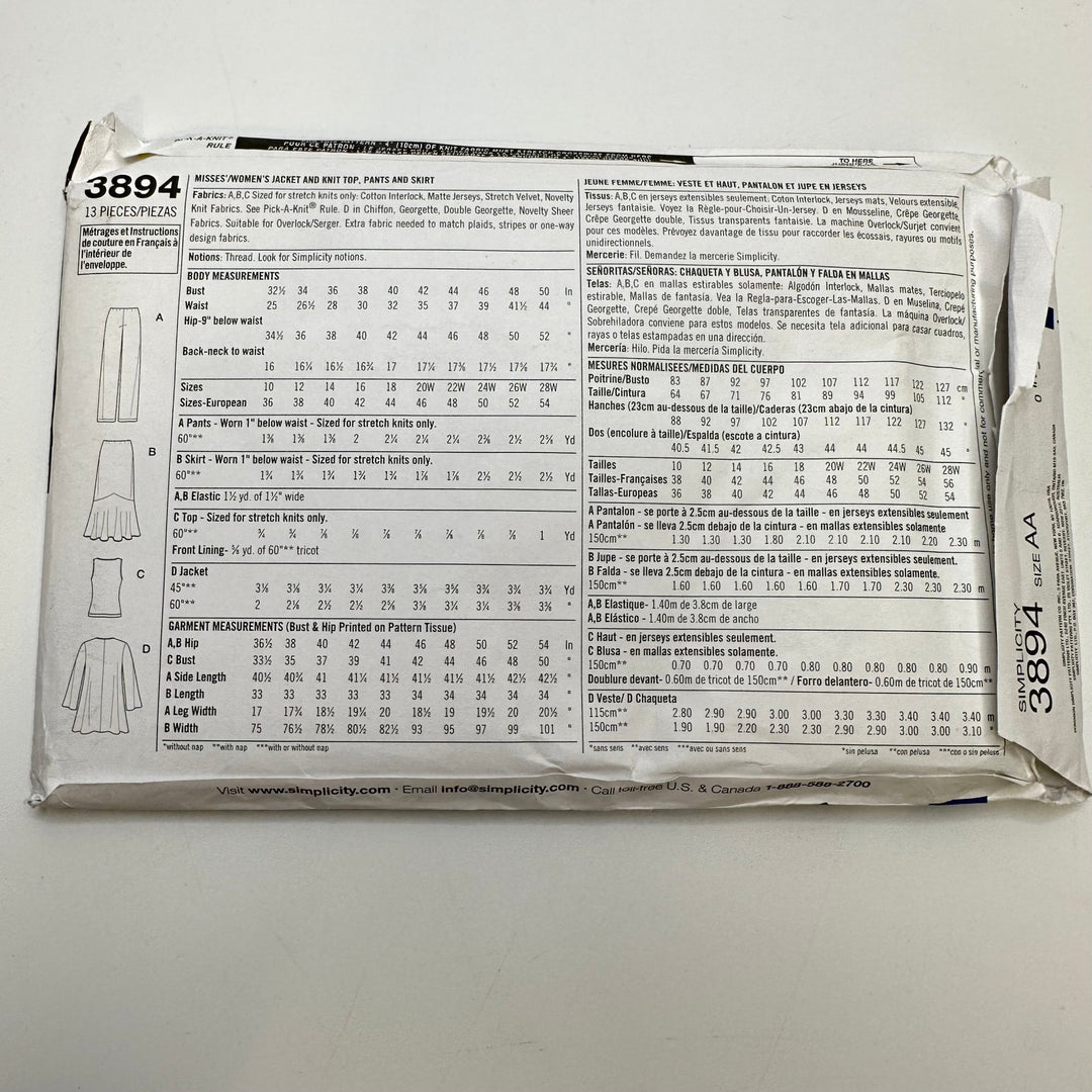 Sewing Pattern - Womenswear - Simplicity 3894 - True Deadstock supplies Fabric by private - Sustainable Textile | FABCYCLE