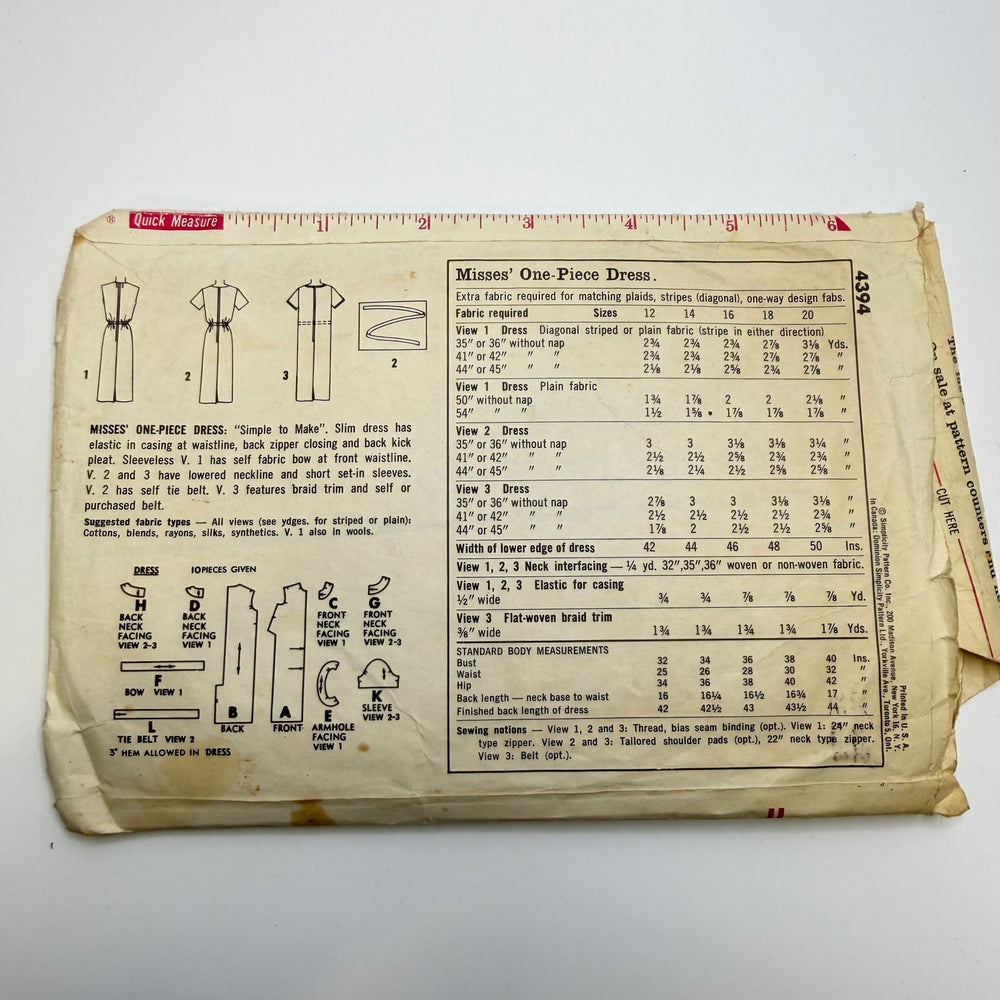 Sewing Pattern - Womenswear - Simplicity 4394 - True Deadstock supplies Fabric by private - Sustainable Textile | FABCYCLE