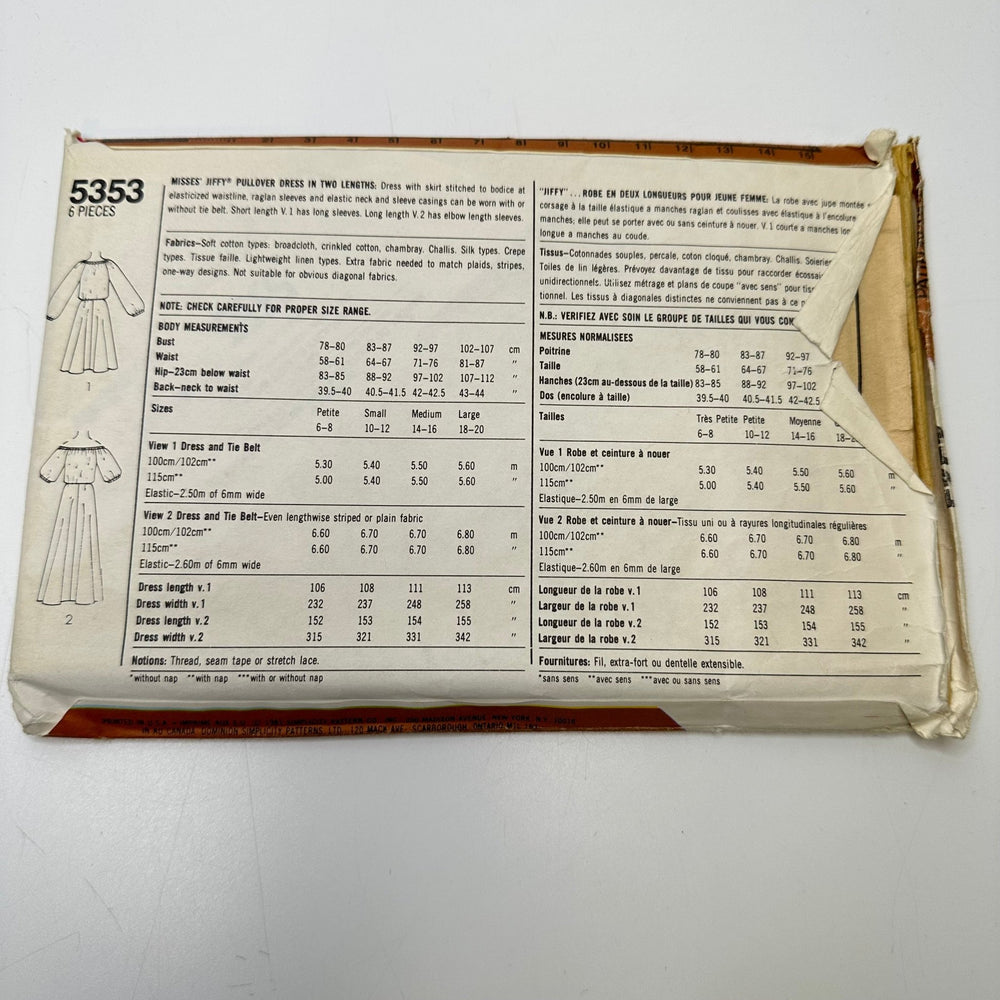 Sewing Pattern - Womenswear - Simplicity 5353 - True Deadstock supplies Fabric by private - Sustainable Textile | FABCYCLE
