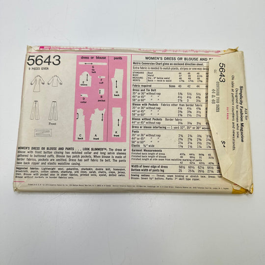 Sewing Pattern - Womenswear - Simplicity 5643 - True Deadstock supplies Fabric by private - Sustainable Textile | FABCYCLE