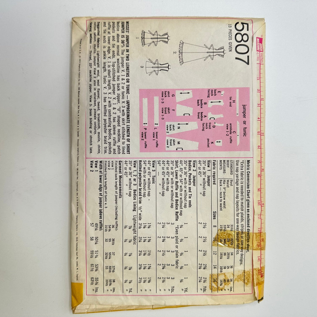 Sewing Pattern - Womenswear - Simplicity 5807 - True Deadstock supplies Fabric by private - Sustainable Textile | FABCYCLE