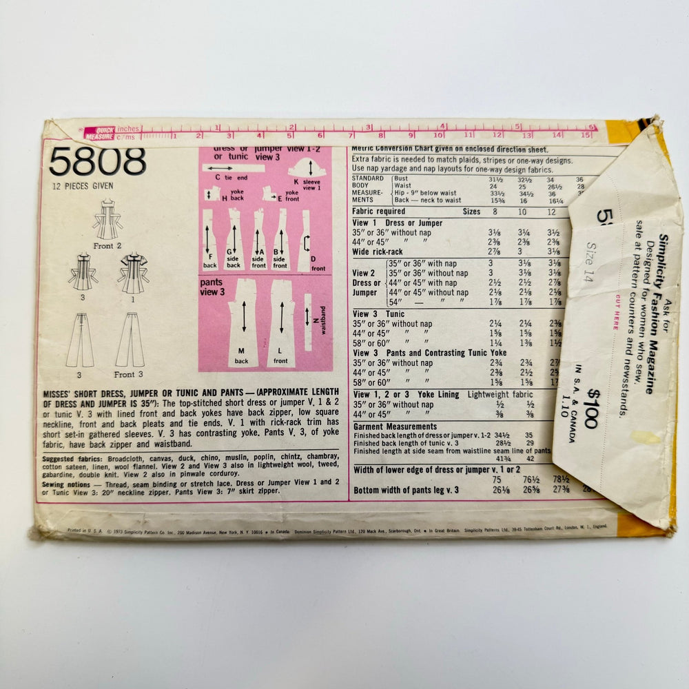 Sewing Pattern - Womenswear - Simplicity 5808 - True Deadstock supplies Fabric by private - Sustainable Textile | FABCYCLE
