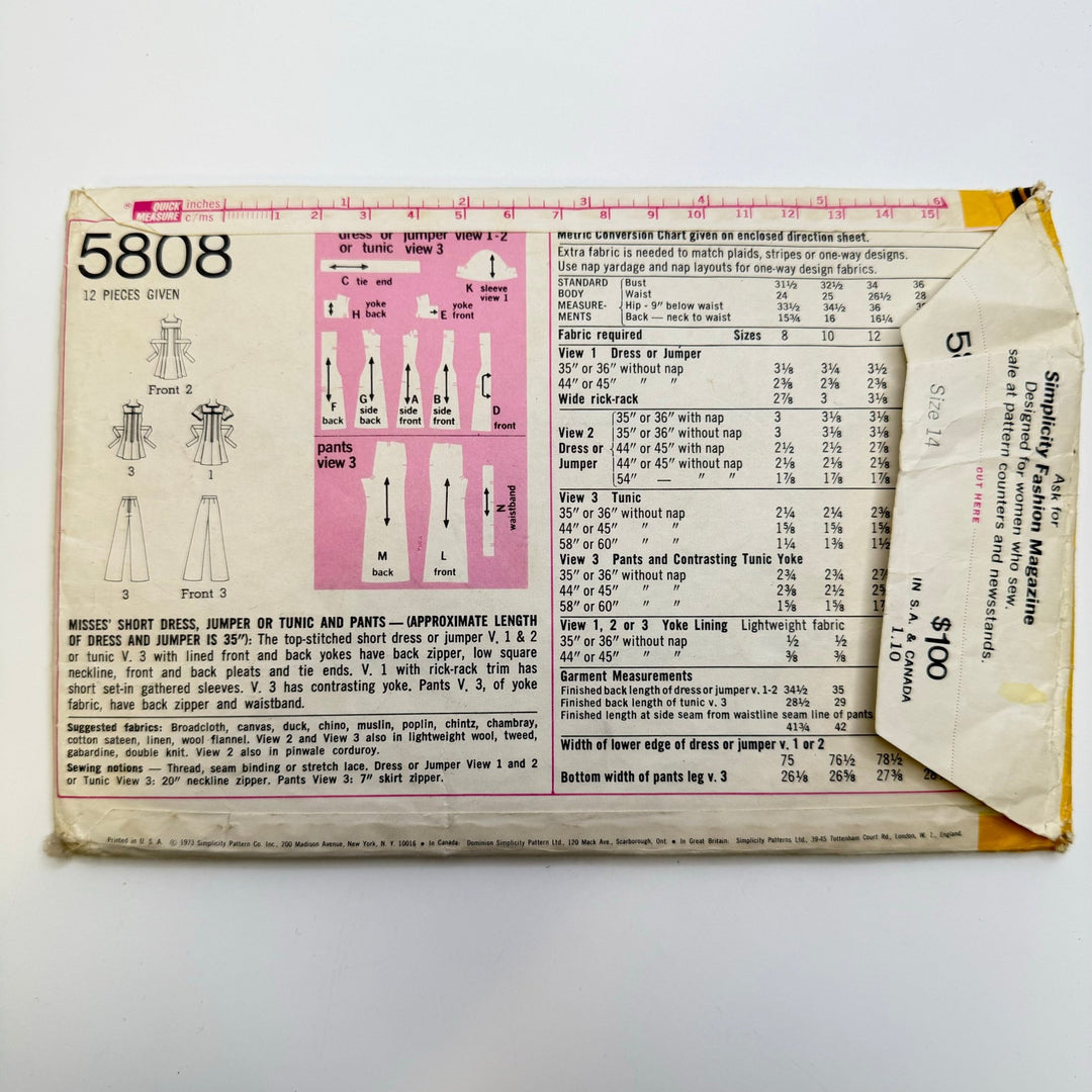 Sewing Pattern - Womenswear - Simplicity 5808 - True Deadstock supplies Fabric by private - Sustainable Textile | FABCYCLE