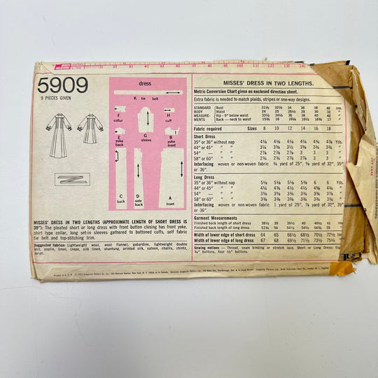 Sewing Pattern - Womenswear - Simplicity 5909 - True Deadstock supplies Fabric by private - Sustainable Textile | FABCYCLE