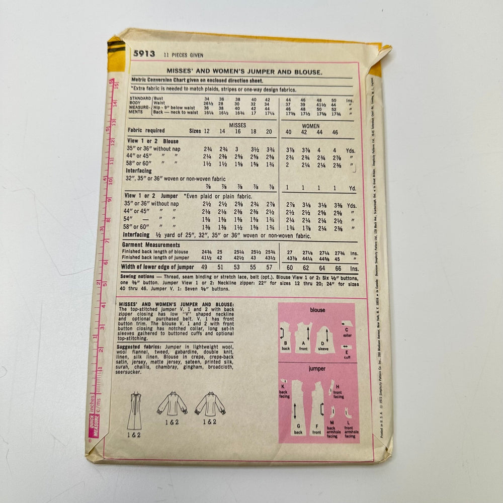 Sewing Pattern - Womenswear - Simplicity 5913 - True Deadstock supplies Fabric by private - Sustainable Textile | FABCYCLE