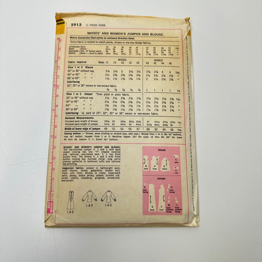 Sewing Pattern - Womenswear - Simplicity 5913 - True Deadstock supplies Fabric by private - Sustainable Textile | FABCYCLE