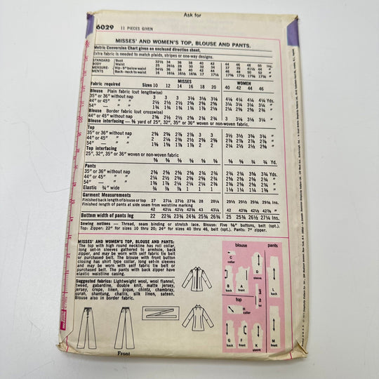 Sewing Pattern - Womenswear - Simplicity 6029 - True Deadstock supplies Fabric by private - Sustainable Textile | FABCYCLE