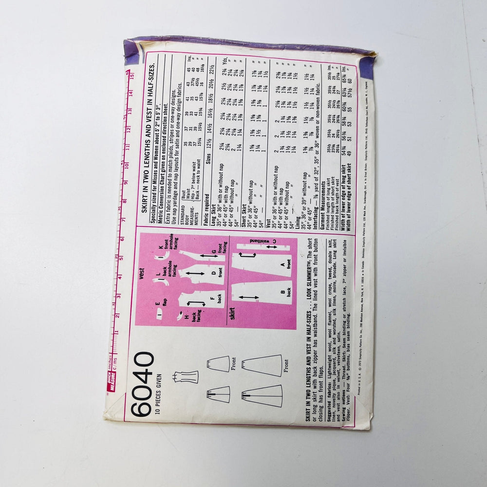 Sewing Pattern - Womenswear - Simplicity 6040 - True Deadstock supplies Fabric by private - Sustainable Textile | FABCYCLE