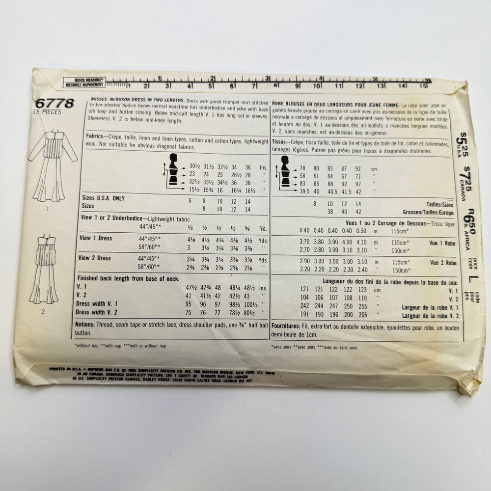 Sewing Pattern - Womenswear - Simplicity 6778 - True Deadstock supplies Fabric by private - Sustainable Textile | FABCYCLE