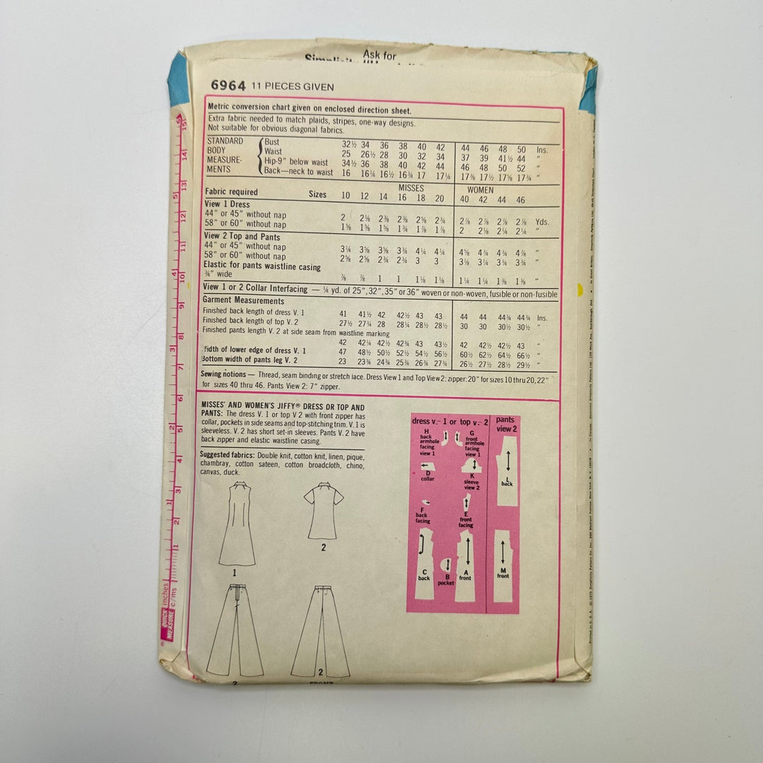 Sewing Pattern - Womenswear - Simplicity 6964 - True Deadstock supplies Fabric by private - Sustainable Textile | FABCYCLE