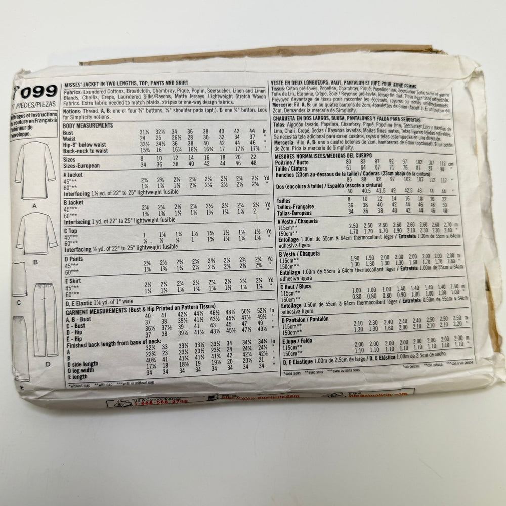 Sewing Pattern - Womenswear - Simplicity 7099 - True Deadstock supplies Fabric by private - Sustainable Textile | FABCYCLE