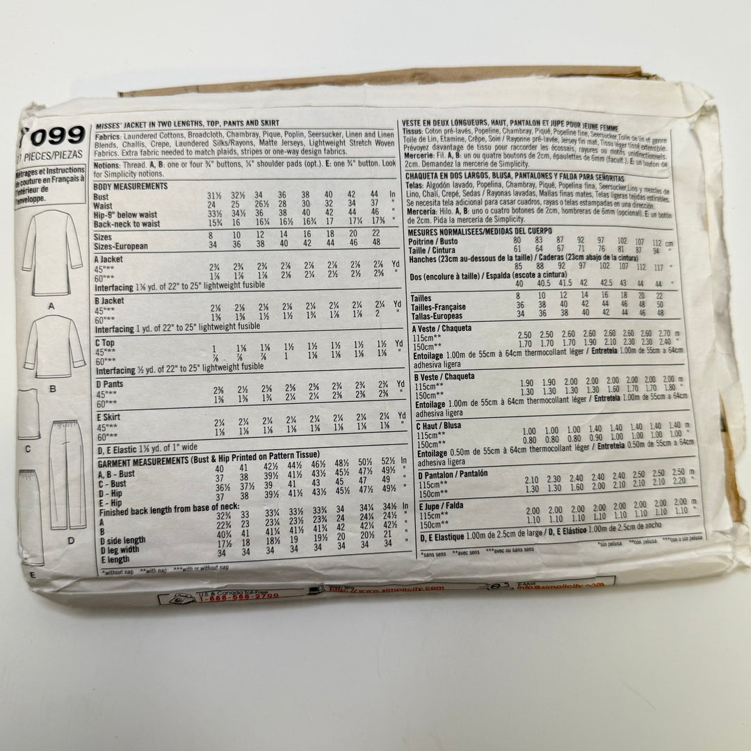 Sewing Pattern - Womenswear - Simplicity 7099 - True Deadstock supplies Fabric by private - Sustainable Textile | FABCYCLE