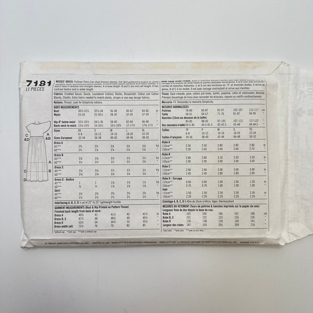 Sewing Pattern - Womenswear - Simplicity 7181 - True Deadstock supplies Fabric by private - Sustainable Textile | FABCYCLE