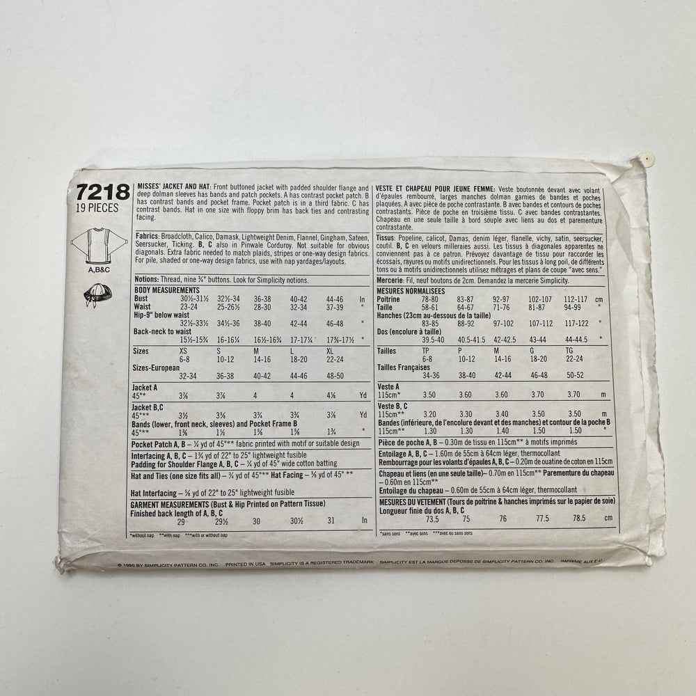 Sewing Pattern - Womenswear - Simplicity 7218 - True Deadstock supplies Fabric by private - Sustainable Textile | FABCYCLE