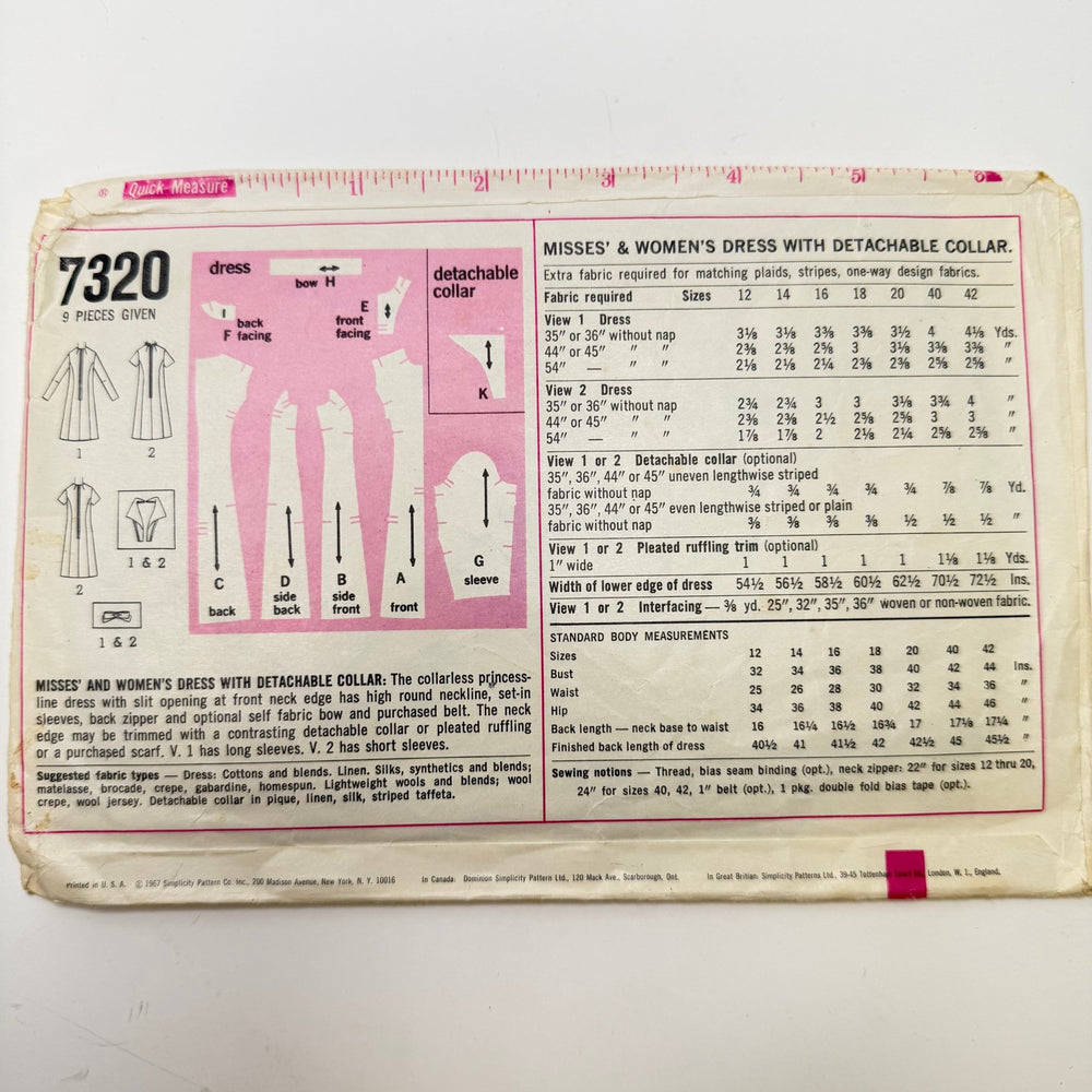 Sewing Pattern - Womenswear - Simplicity 7320 - True Deadstock supplies Fabric by private - Sustainable Textile | FABCYCLE