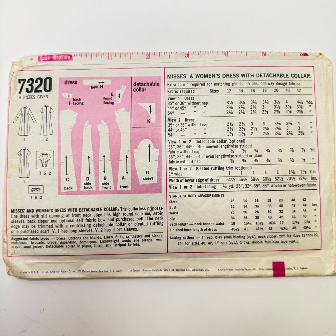 Sewing Pattern - Womenswear - Simplicity 7320 - True Deadstock supplies Fabric by private - Sustainable Textile | FABCYCLE