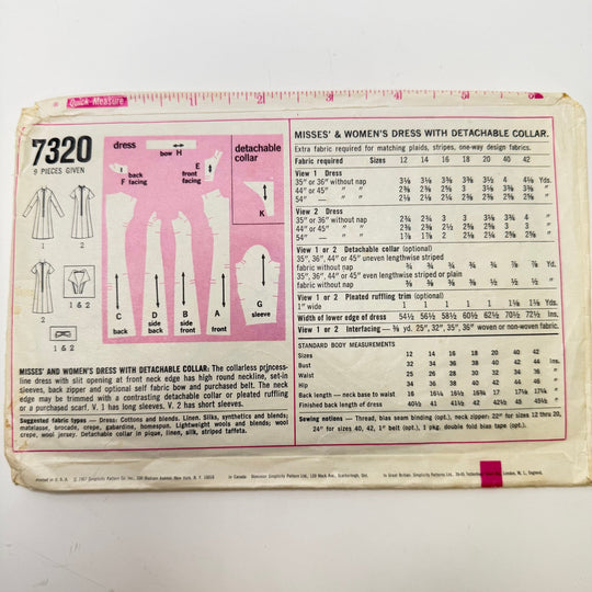Sewing Pattern - Womenswear - Simplicity 7320 - True Deadstock supplies Fabric by private - Sustainable Textile | FABCYCLE