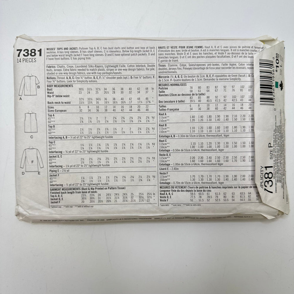 Sewing Pattern - Womenswear - Simplicity 7381 - True Deadstock supplies Fabric by private - Sustainable Textile | FABCYCLE