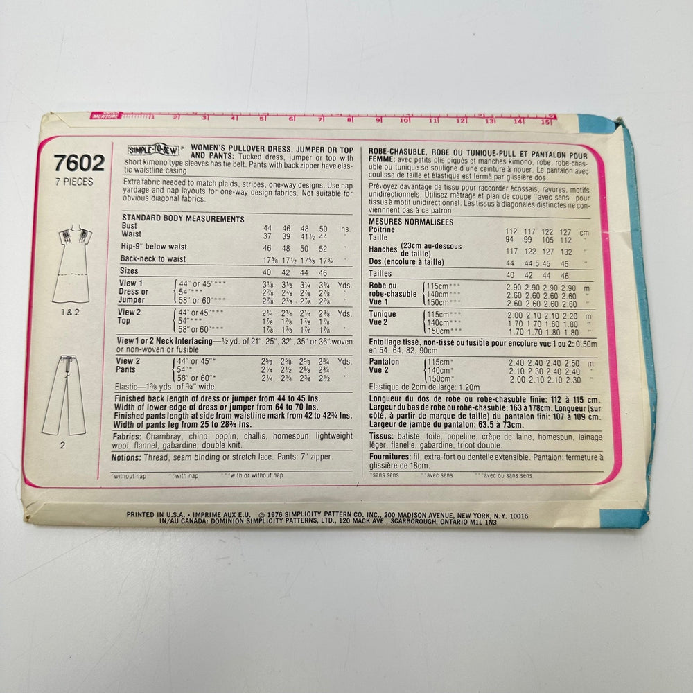 Sewing Pattern - Womenswear - Simplicity 7602 - True Deadstock supplies Fabric by private - Sustainable Textile | FABCYCLE