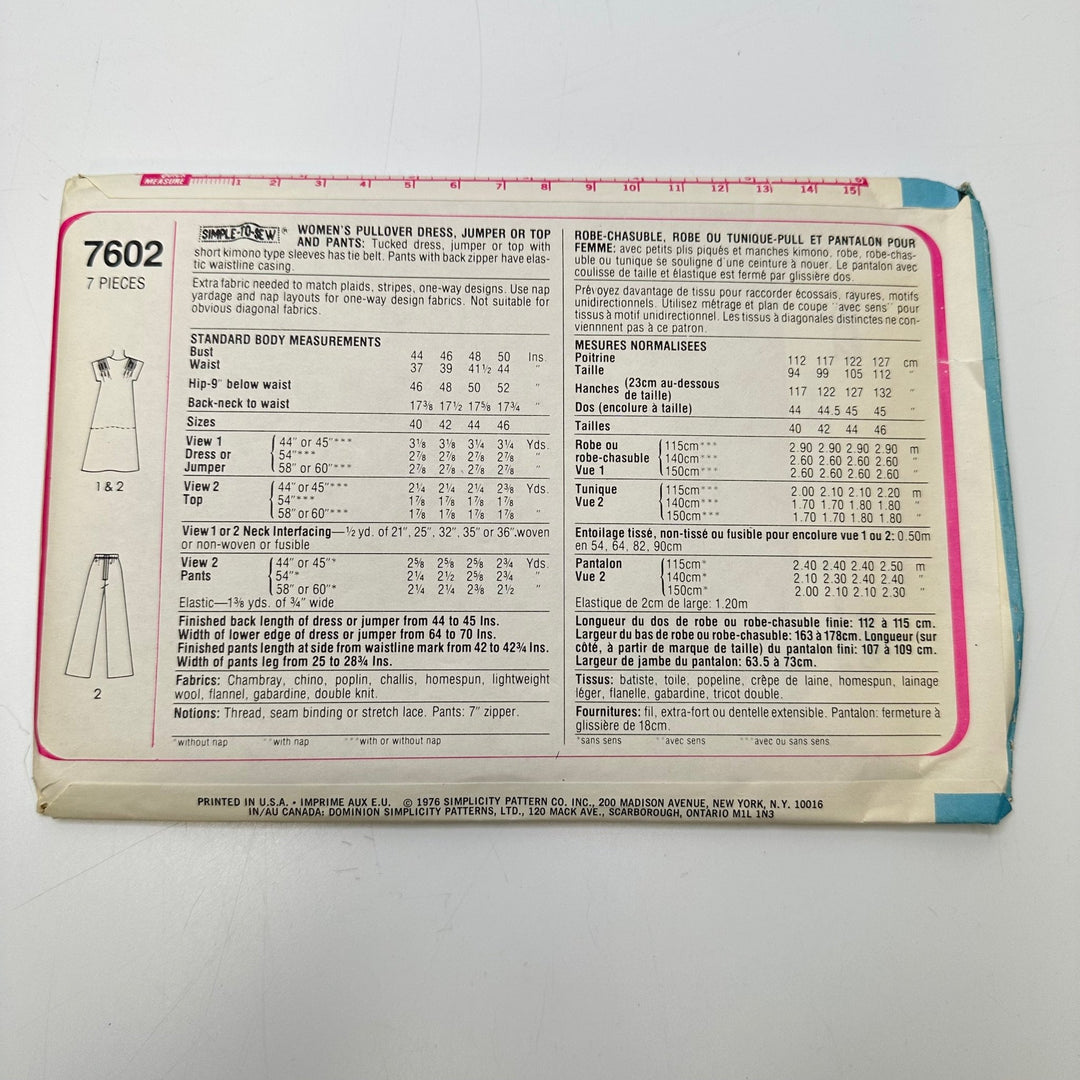 Sewing Pattern - Womenswear - Simplicity 7602 - True Deadstock supplies Fabric by private - Sustainable Textile | FABCYCLE
