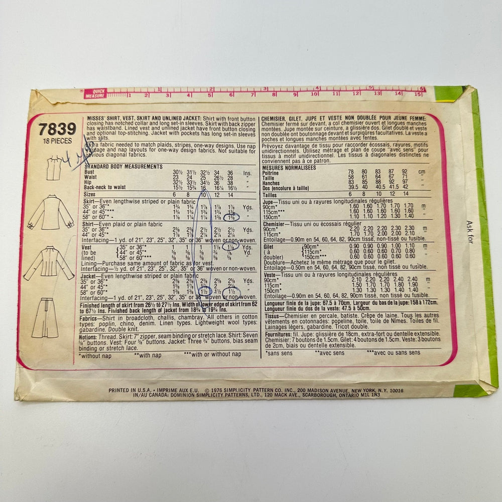 Sewing Pattern - Womenswear - Simplicity 7839 - True Deadstock supplies Fabric by private - Sustainable Textile | FABCYCLE