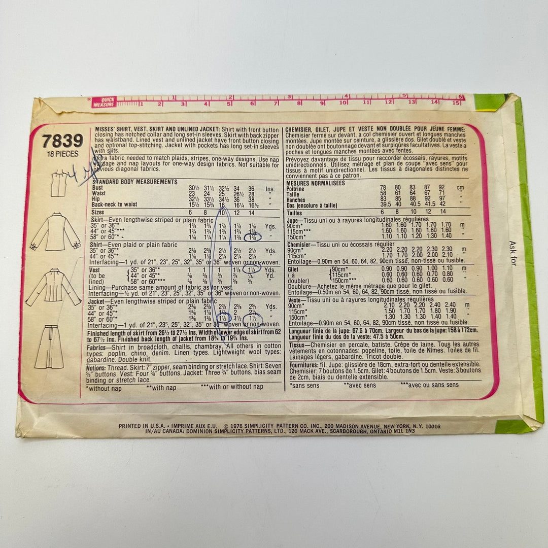 Sewing Pattern - Womenswear - Simplicity 7839 - True Deadstock supplies Fabric by private - Sustainable Textile | FABCYCLE