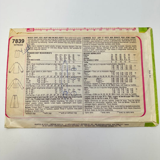 Sewing Pattern - Womenswear - Simplicity 7839 - True Deadstock supplies Fabric by private - Sustainable Textile | FABCYCLE