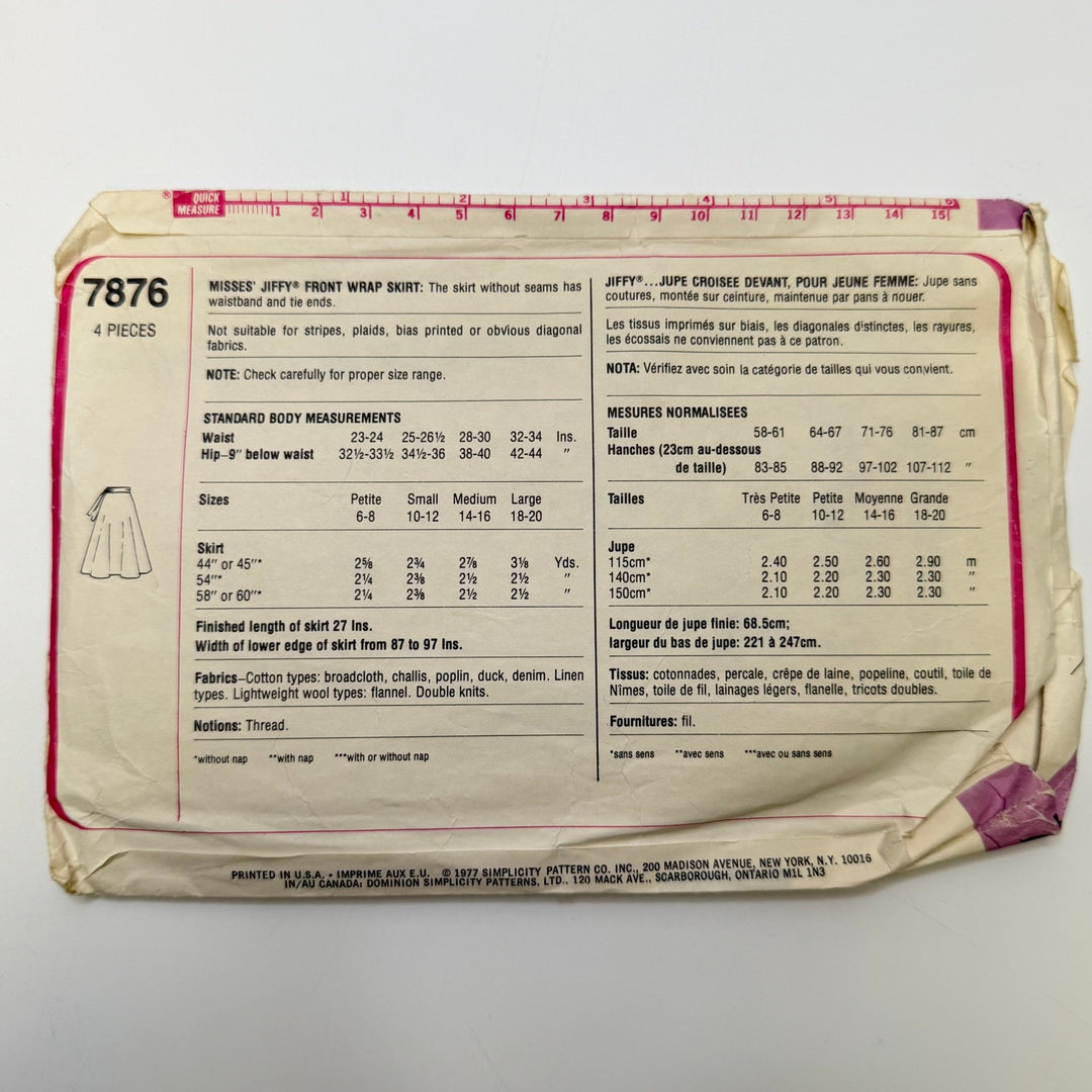 Sewing Pattern - Womenswear - Simplicity 7876 - True Deadstock supplies Fabric by private - Sustainable Textile | FABCYCLE