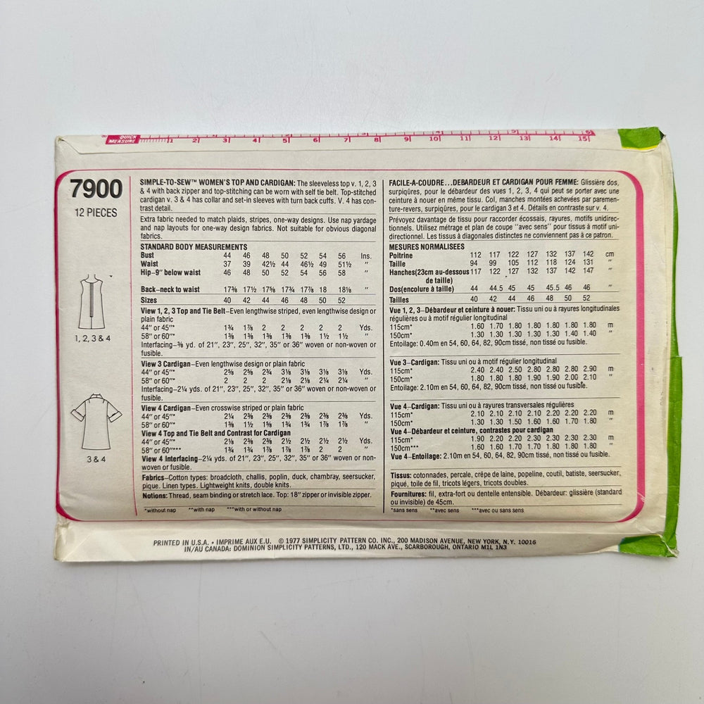 Sewing Pattern - Womenswear - Simplicity 7900 - True Deadstock supplies Fabric by private - Sustainable Textile | FABCYCLE