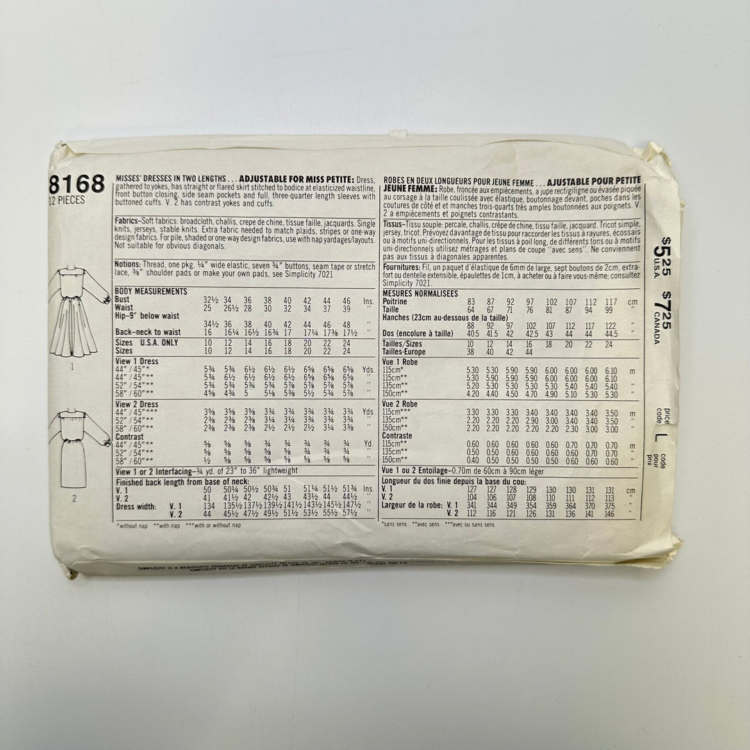 Sewing Pattern - Womenswear - Simplicity 8168 - True Deadstock supplies Fabric by private - Sustainable Textile | FABCYCLE