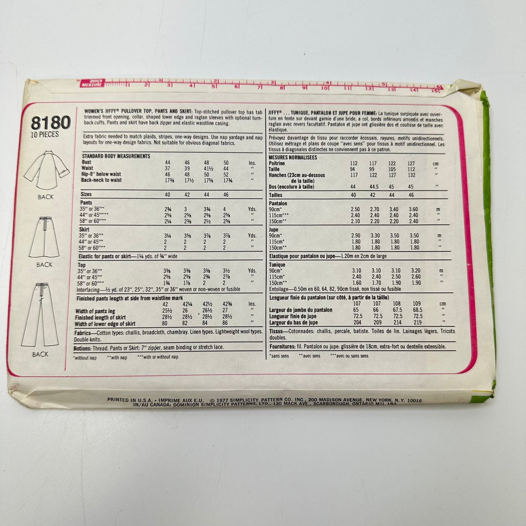 Sewing Pattern - Womenswear - Simplicity 8180 - True Deadstock supplies Fabric by private - Sustainable Textile | FABCYCLE