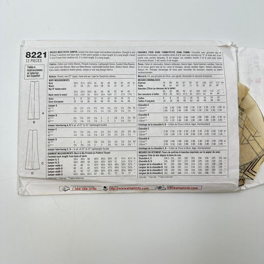 Sewing Pattern - Womenswear - Simplicity 8221 - True Deadstock supplies Fabric by private - Sustainable Textile | FABCYCLE