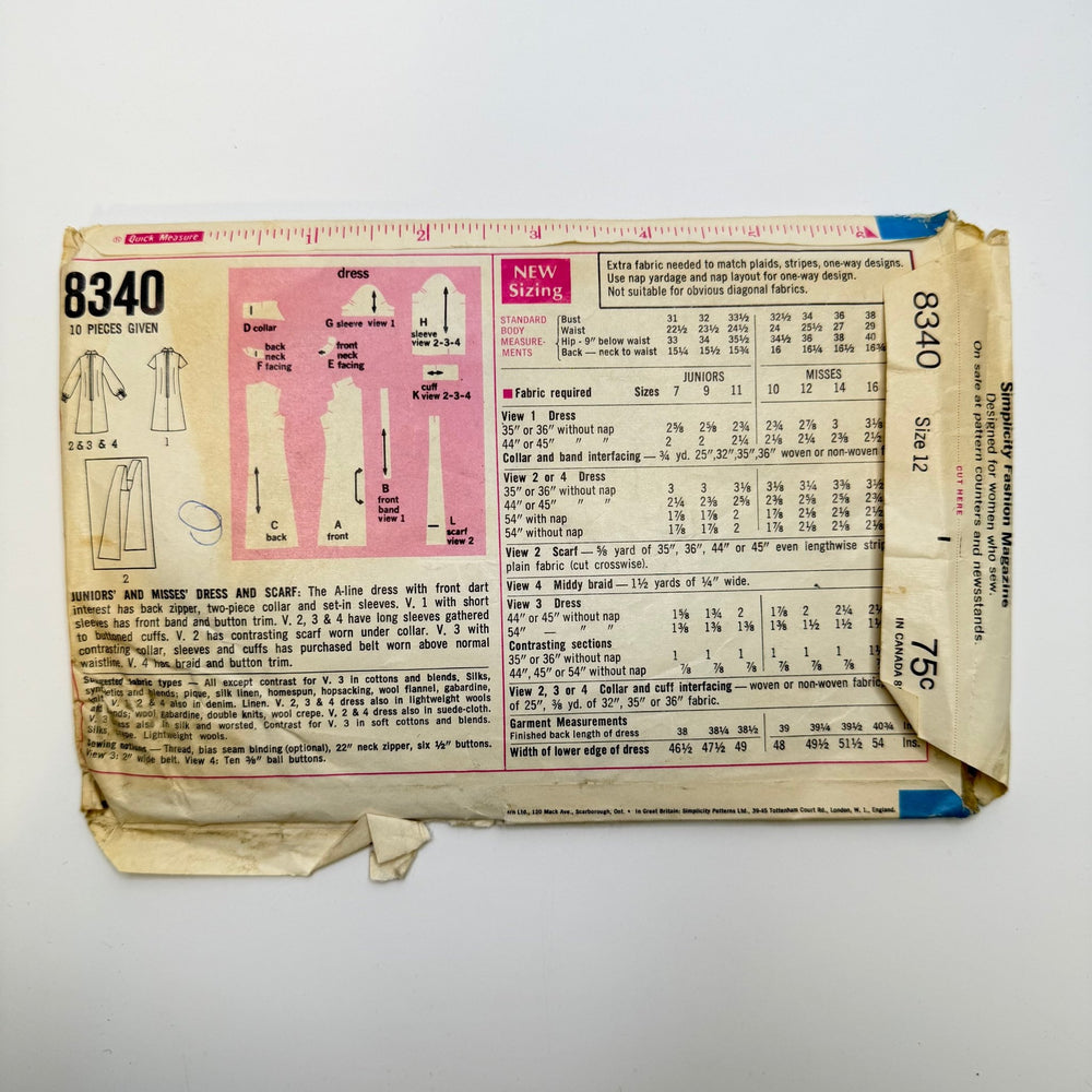 Sewing Pattern - Womenswear - Simplicity 8340 - True Deadstock supplies Fabric by private - Sustainable Textile | FABCYCLE