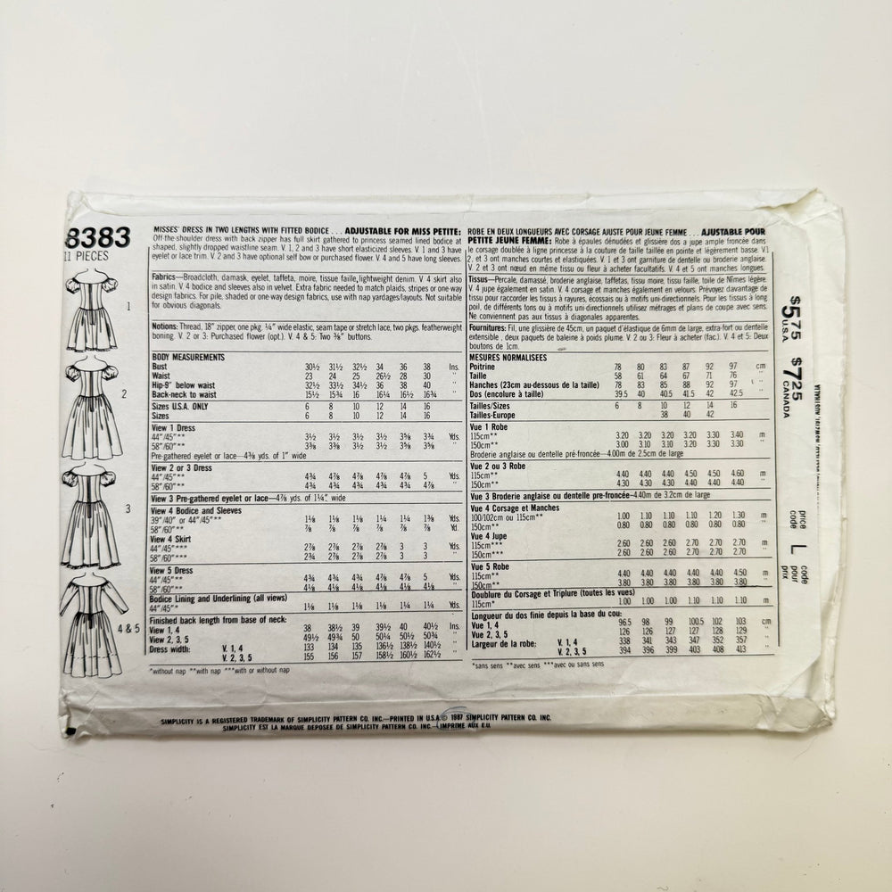 Sewing Pattern - Womenswear - Simplicity 8383 - True Deadstock supplies Fabric by private - Sustainable Textile | FABCYCLE