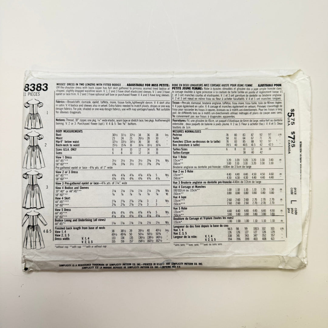 Sewing Pattern - Womenswear - Simplicity 8383 - True Deadstock supplies Fabric by private - Sustainable Textile | FABCYCLE