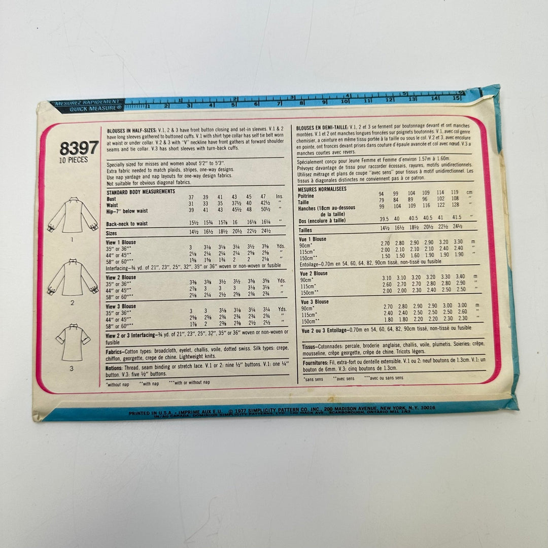 Sewing Pattern - Womenswear - Simplicity 8397 - True Deadstock supplies Fabric by private - Sustainable Textile | FABCYCLE