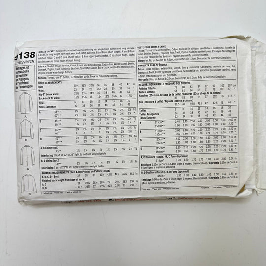 Sewing Pattern - Womenswear - Simplicity 9138 - True Deadstock supplies Fabric by private - Sustainable Textile | FABCYCLE
