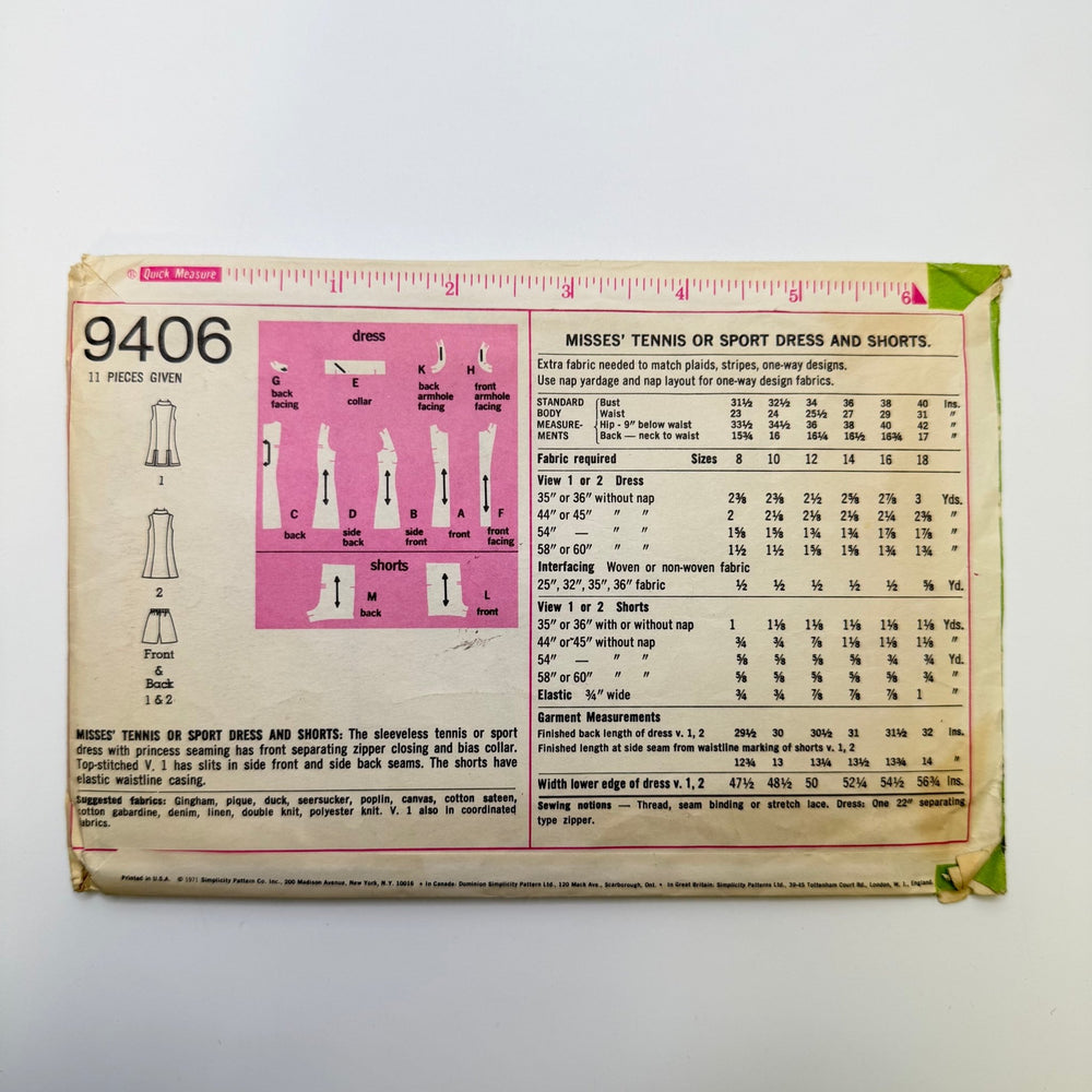 Sewing Pattern - Womenswear - Simplicity 9406 - True Deadstock supplies Fabric by private - Sustainable Textile | FABCYCLE