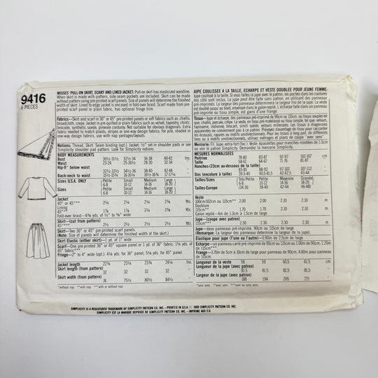 Sewing Pattern - Womenswear - Simplicity 9416 - True Deadstock supplies Fabric by private - Sustainable Textile | FABCYCLE