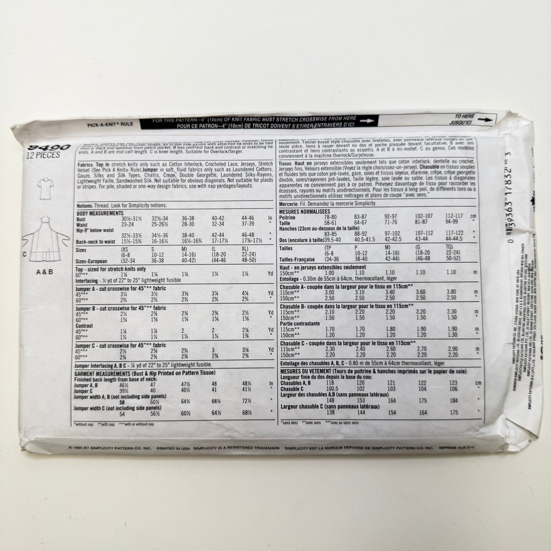 Sewing Pattern - Womenswear - Simplicity 9490 - True Deadstock supplies Fabric by private - Sustainable Textile | FABCYCLE