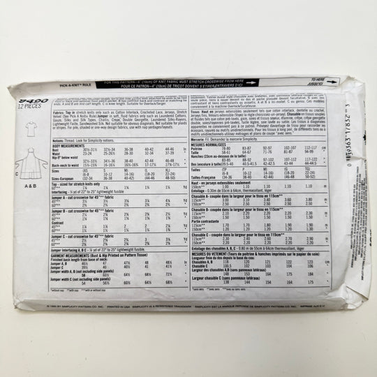 Sewing Pattern - Womenswear - Simplicity 9490 - True Deadstock supplies Fabric by private - Sustainable Textile | FABCYCLE
