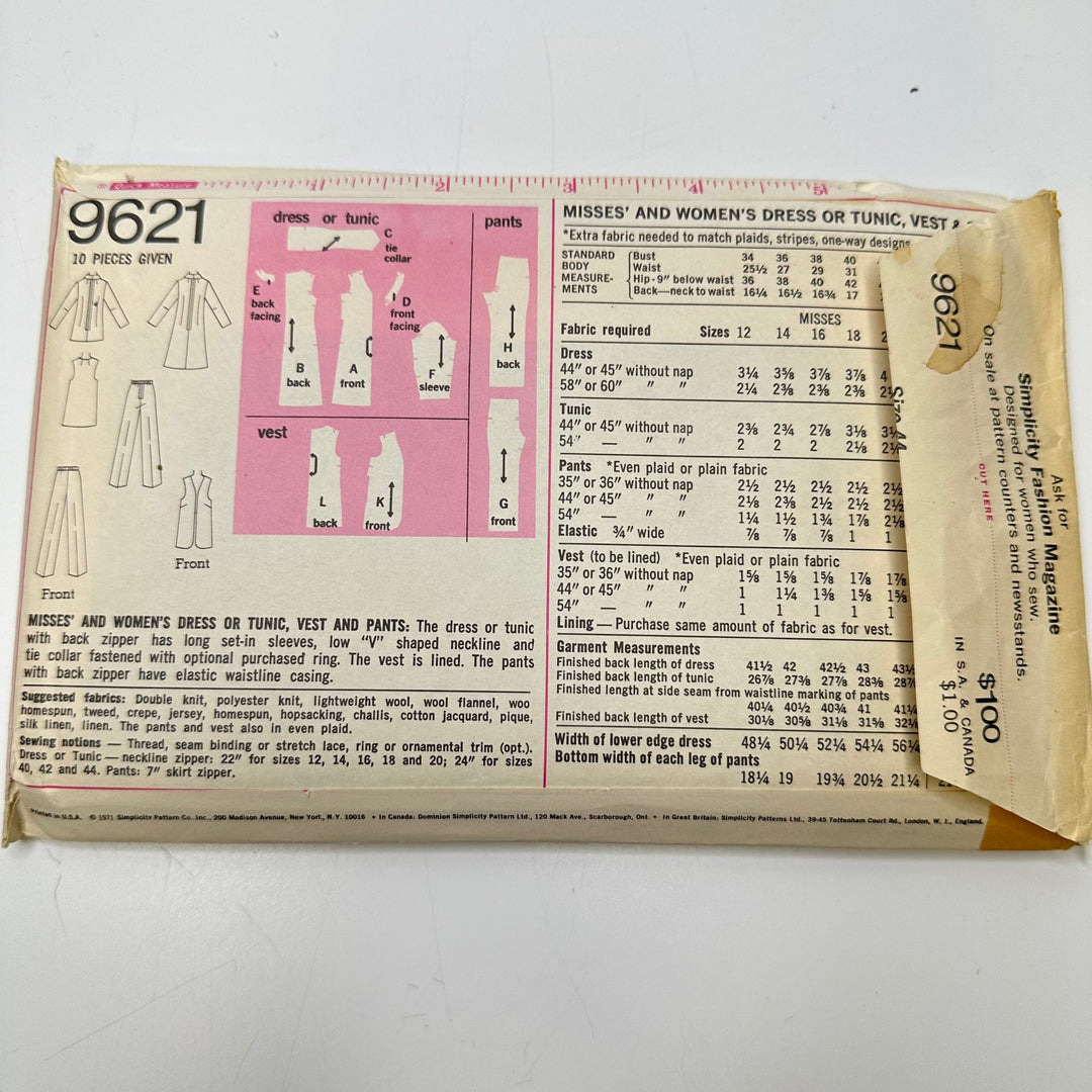 Sewing Pattern - Womenswear - Simplicity 9621 - True Deadstock supplies Fabric by private - Sustainable Textile | FABCYCLE