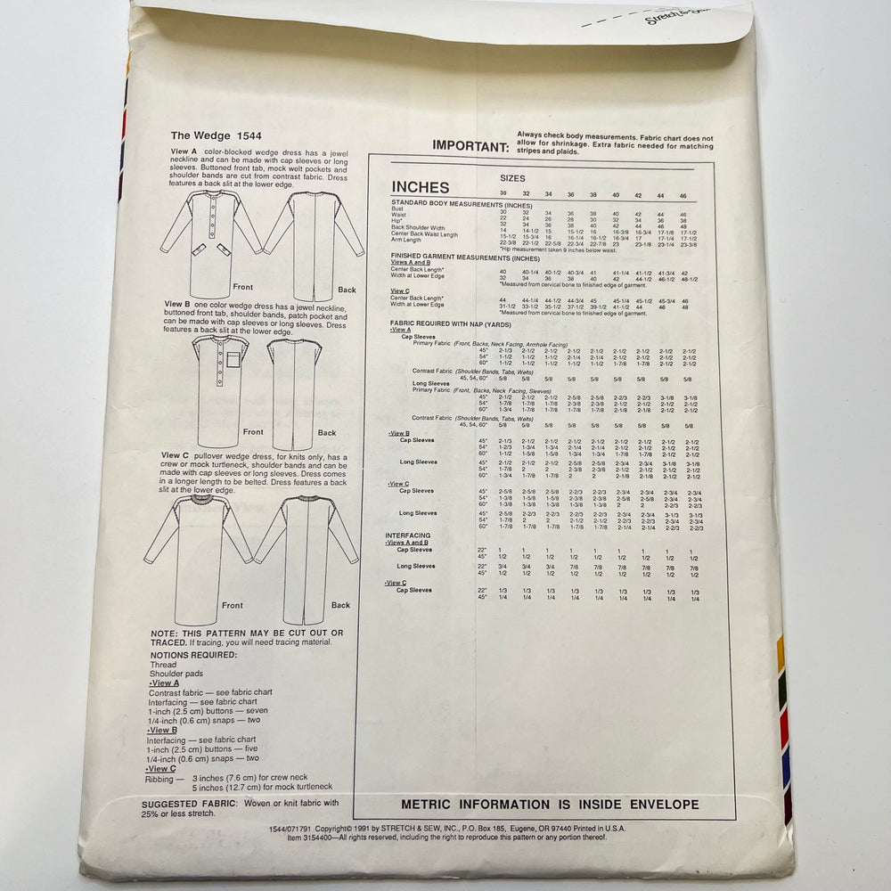 Sewing Pattern - Womenswear - Stretch And Sew 1544 - True Deadstock supplies Fabric by private - Sustainable Textile | FABCYCLE