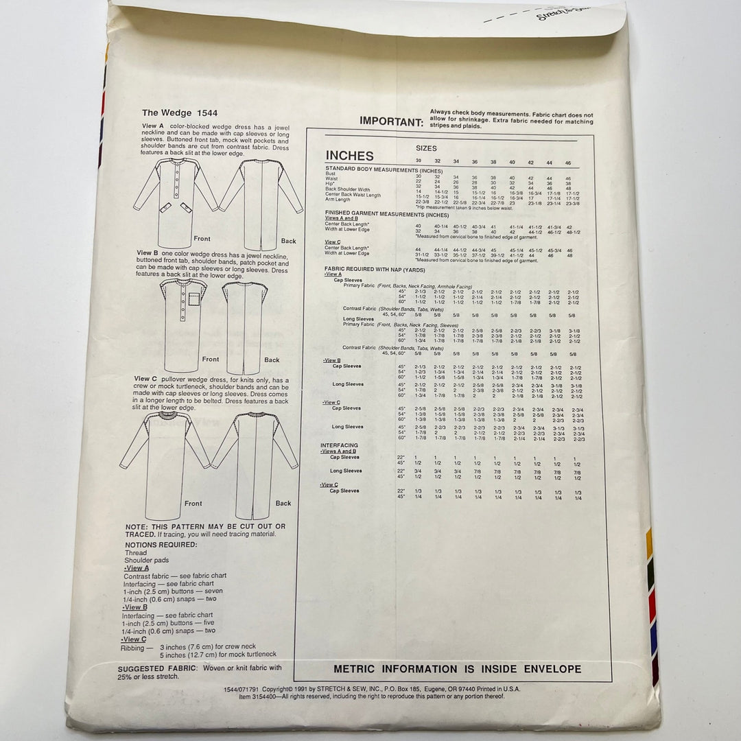 Sewing Pattern - Womenswear - Stretch And Sew 1544 - True Deadstock supplies Fabric by private - Sustainable Textile | FABCYCLE