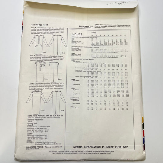 Sewing Pattern - Womenswear - Stretch And Sew 1544 - True Deadstock supplies Fabric by private - Sustainable Textile | FABCYCLE
